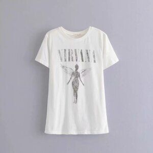 Nirvana Angel Tour Graphic Tee NWT White Grunge Aesthetic M